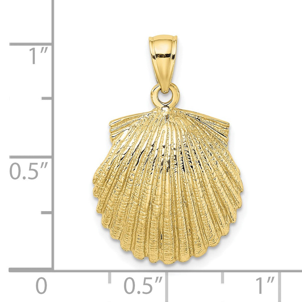 10k Yellow Gold 17.5 mm 2-D Scallop Shell Charm (2.65 grams)