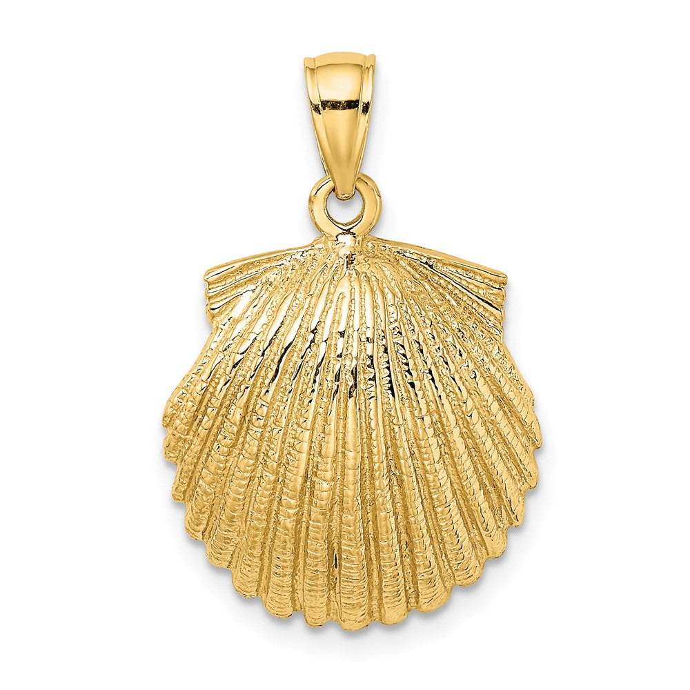 10k Yellow Gold 17.5 mm 2-D Scallop Shell Charm (2.65 grams)