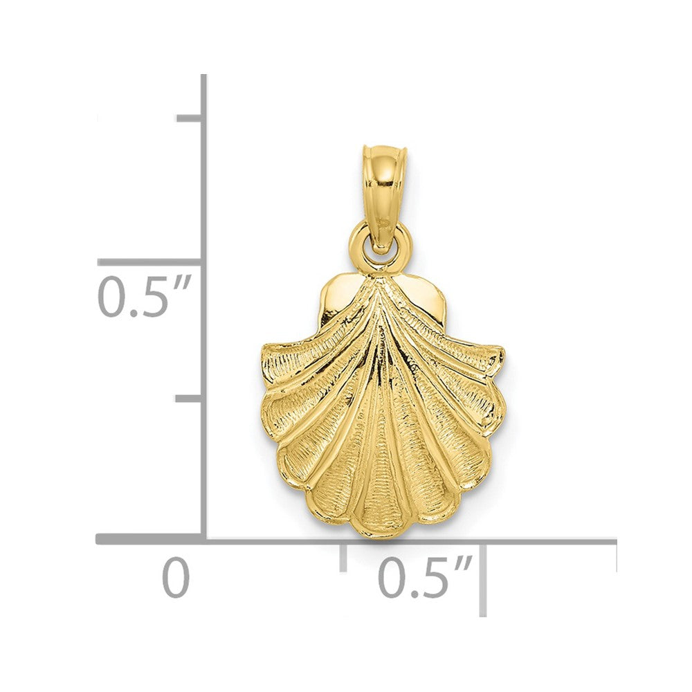 10k Yellow Gold 12 mm 2-D Scallop Shell Charm (0.7 grams)