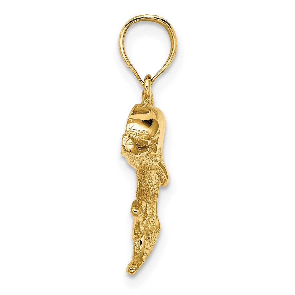 10k Yellow Gold 22.95 mm 2-D Polished and Engraved Dolphin Charm (1.65 grams)