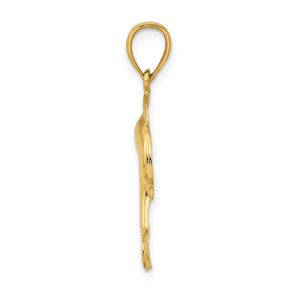 10k Yellow Gold 15.4 mm Polished Dolphin Jumping Charm (1.14 grams)