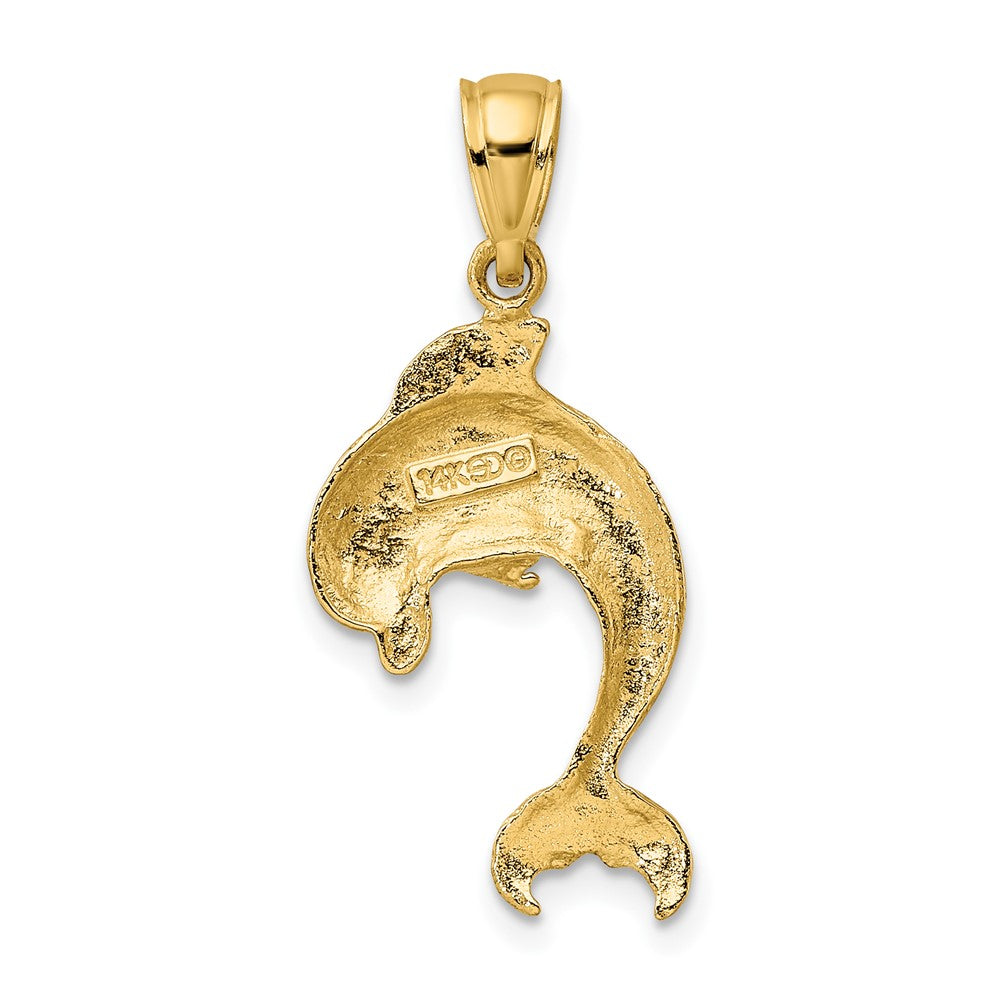 10k Yellow Gold 15.4 mm Polished Dolphin Jumping Charm (1.14 grams)