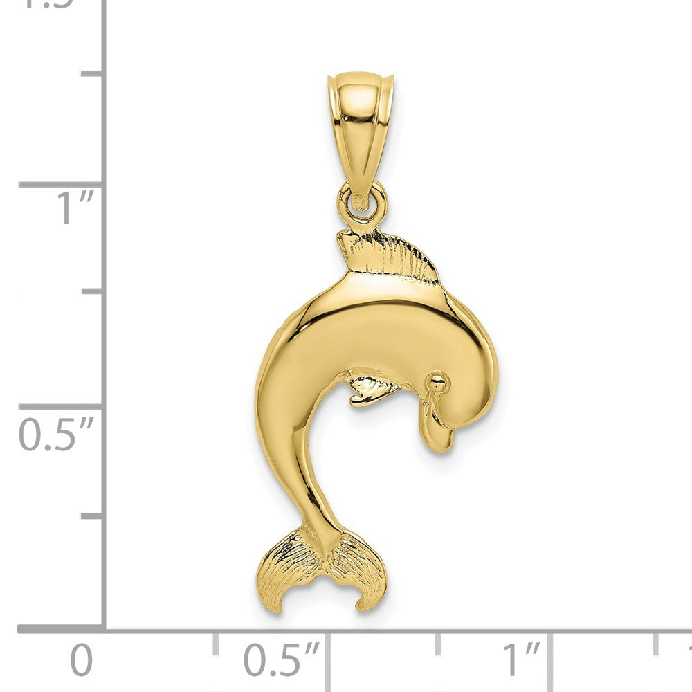 10k Yellow Gold 15.4 mm Polished Dolphin Jumping Charm (1.14 grams)