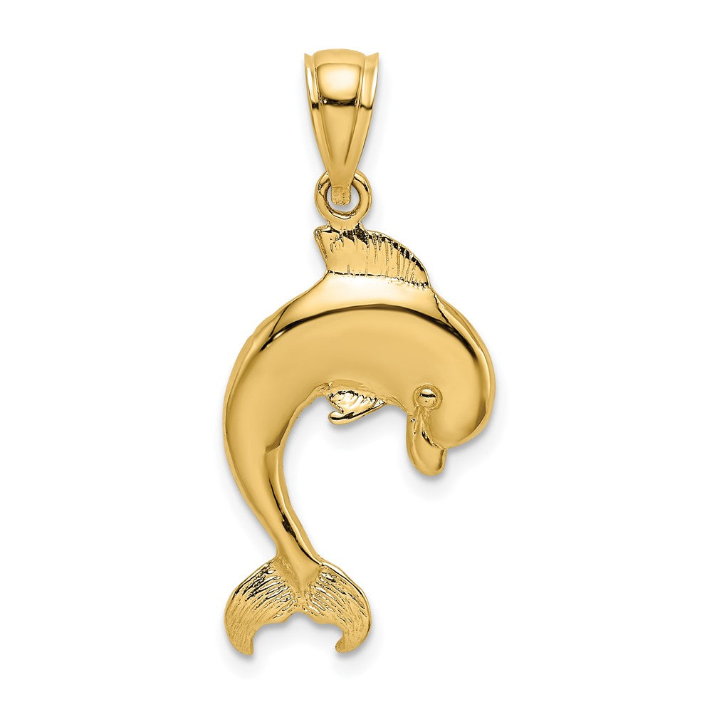 10k Yellow Gold 15.4 mm Polished Dolphin Jumping Charm (1.14 grams)