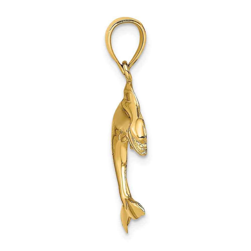 10k Yellow Gold 16.2 mm 2-D Polished Dolphin Jumping Charm (1.04 grams)