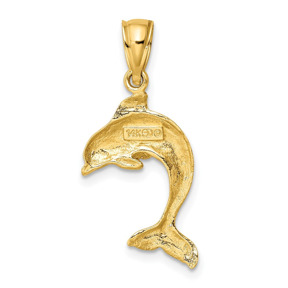 10k Yellow Gold 16.2 mm 2-D Polished Dolphin Jumping Charm (1.04 grams)