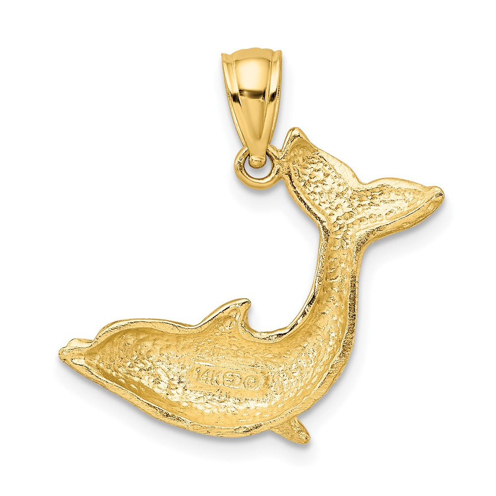 10k Yellow Gold 24 mm Textured Dolphin Jumping Charm (1.68 grams)