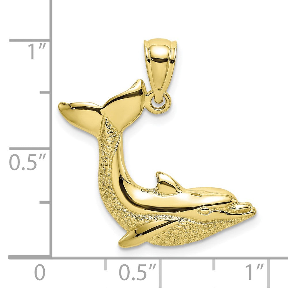 10k Yellow Gold 24 mm Textured Dolphin Jumping Charm (1.68 grams)