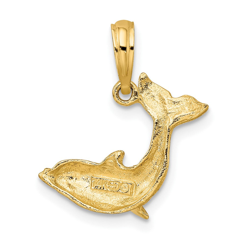 10k Yellow Gold 17 mm Textured Dolphin Jumping Charm (0.84 grams)