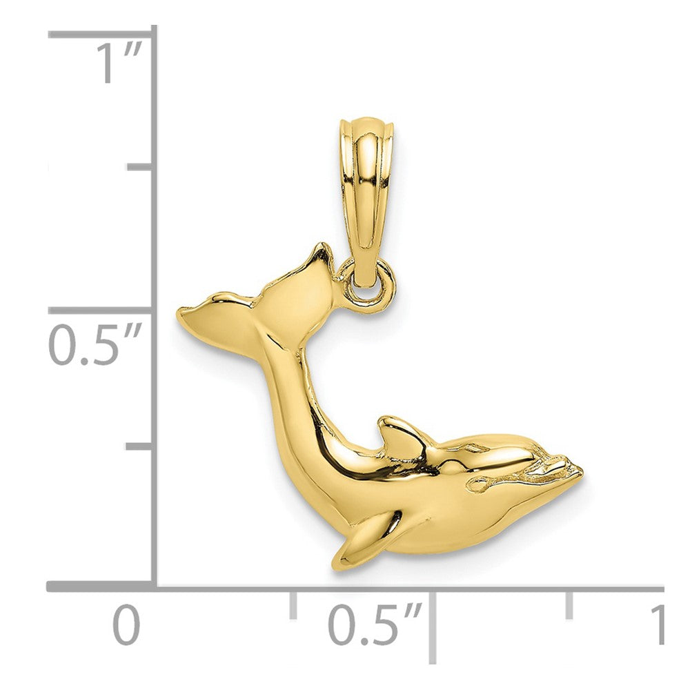 10k Yellow Gold 17 mm Textured Dolphin Jumping Charm (0.84 grams)