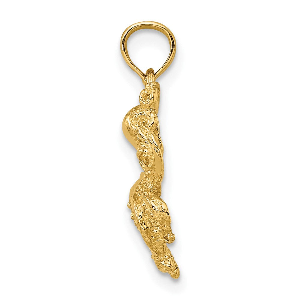 10k Yellow Gold 11.75 mm 2-D Textured Octopus Charm (1.01 grams)