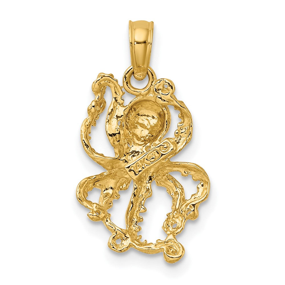 10k Yellow Gold 11.75 mm 2-D Textured Octopus Charm (1.01 grams)