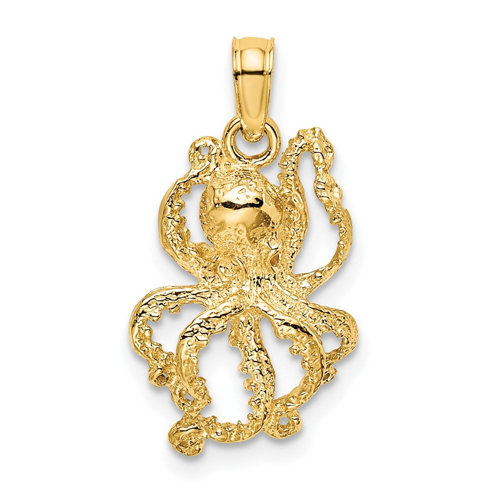 10k Yellow Gold 11.75 mm 2-D Textured Octopus Charm (1.01 grams)