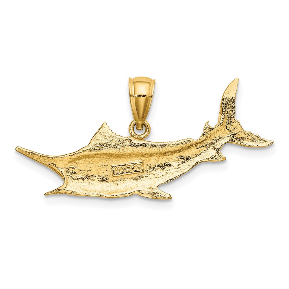 10k Yellow Gold 31.6 mm 2-D Textured Marlin Fish Charm (1.58 grams)