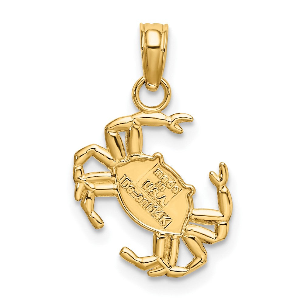 10k Yellow Gold 12.8 mm 2-D Polished Crab Charm