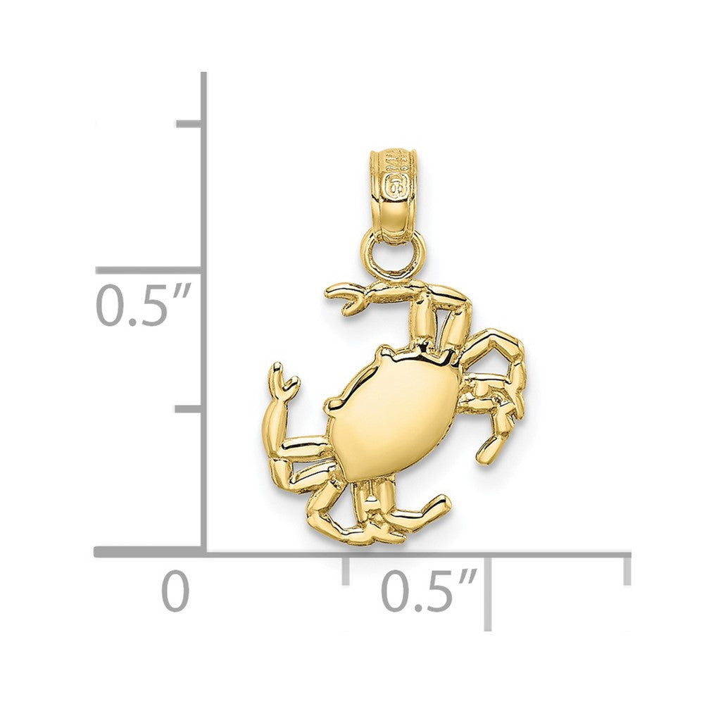 10k Yellow Gold 12.8 mm 2-D Polished Crab Charm