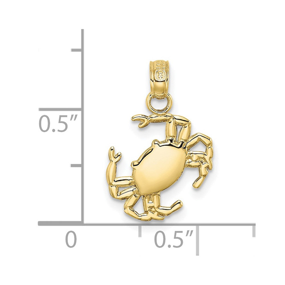 10k Yellow Gold 12.8 mm 2-D Polished Crab Charm (0.56 grams)