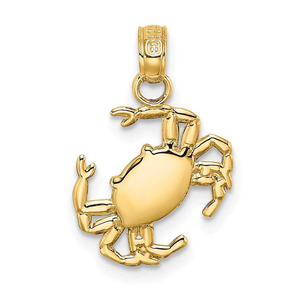 10k Yellow Gold 12.8 mm 2-D Polished Crab Charm