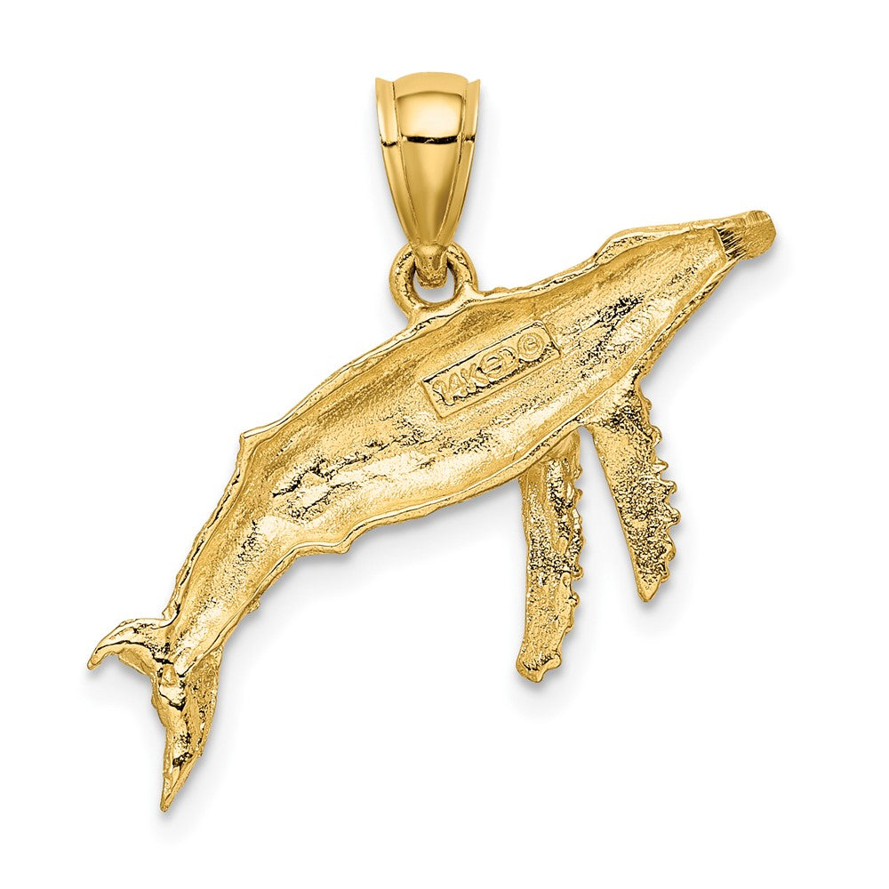 10k Yellow Gold 18.35 mm 2-D Textured Whale Charm (1.32 grams)