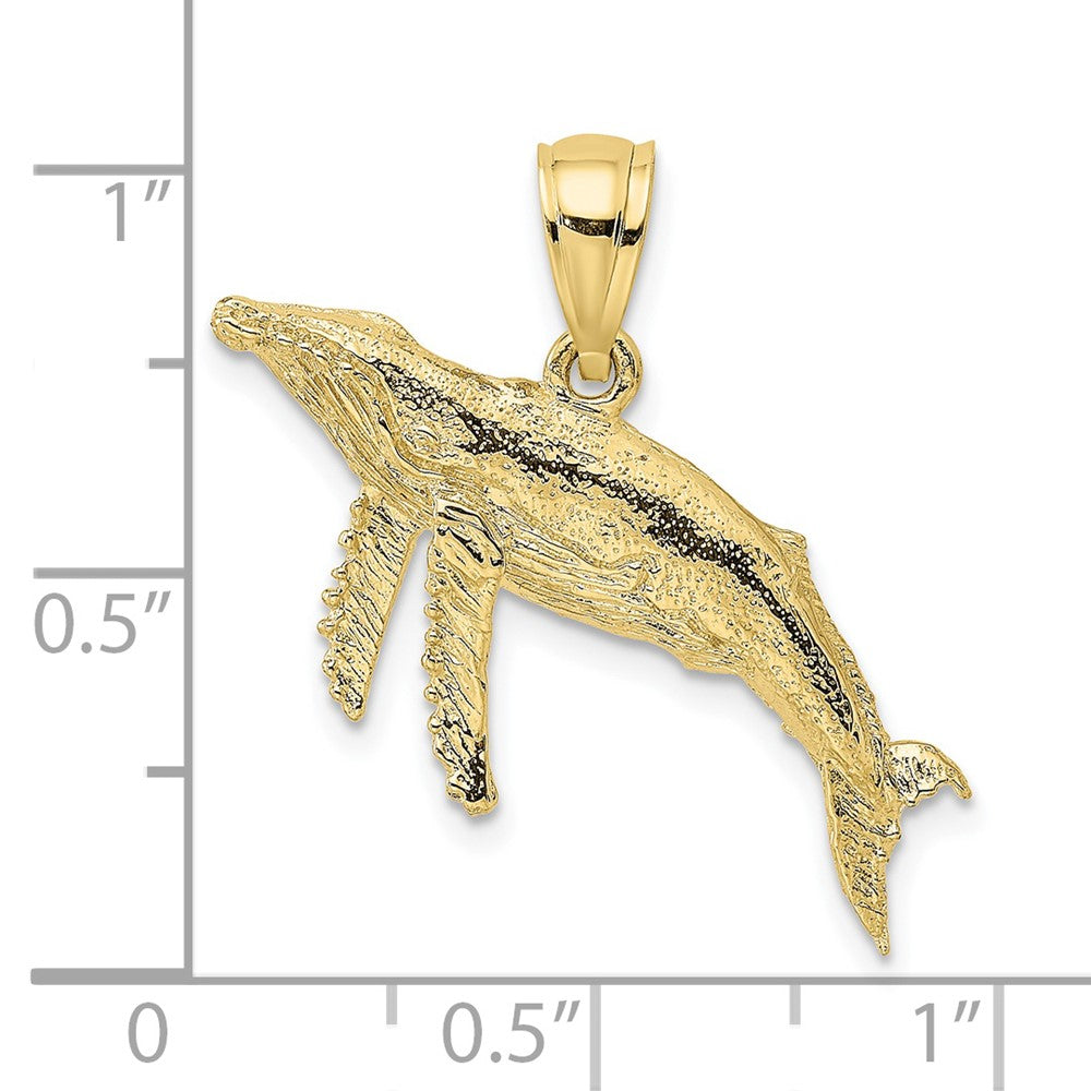 10k Yellow Gold 18.35 mm 2-D Textured Whale Charm (1.32 grams)