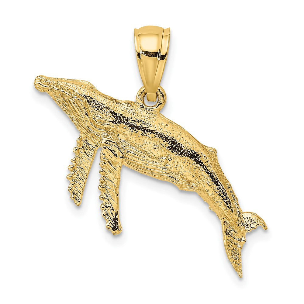 10k Yellow Gold 18.35 mm 2-D Textured Whale Charm (1.32 grams)