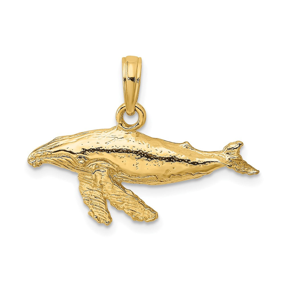 10k Yellow Gold 25.5 mm 2-D Whale Charm (1.28 grams)