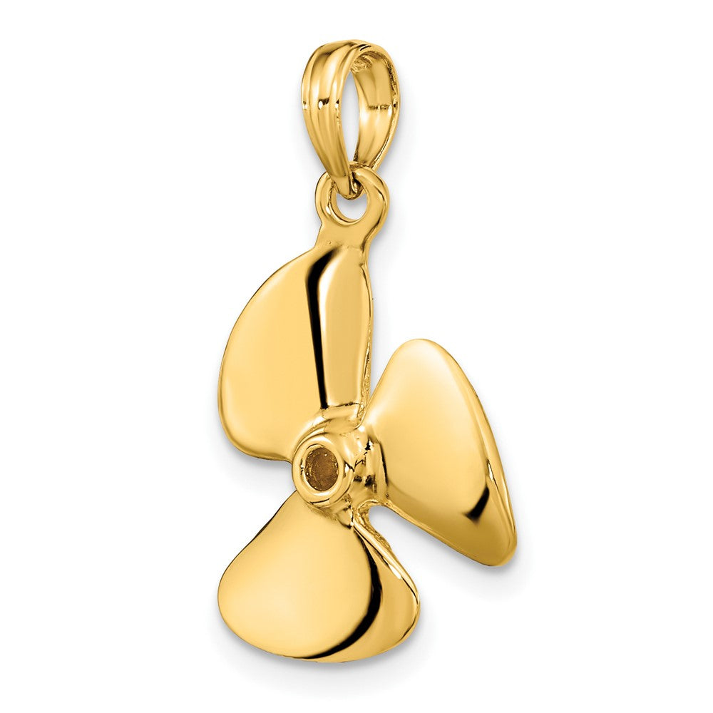 10k Yellow Gold 16.15 mm 3-D Polished Three Blade Propeller Charm (1.68 grams)