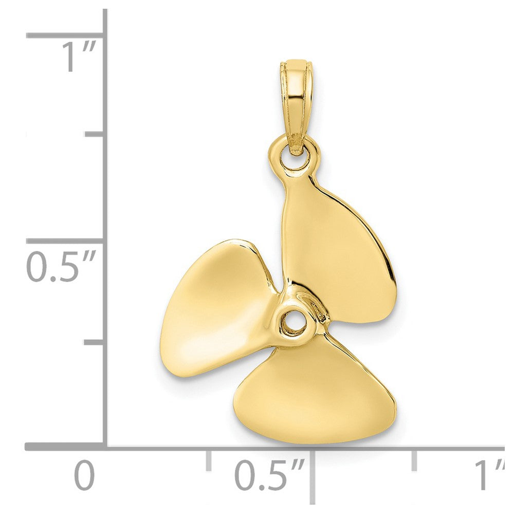 10k Yellow Gold 16.15 mm 3-D Polished Three Blade Propeller Charm (1.68 grams)