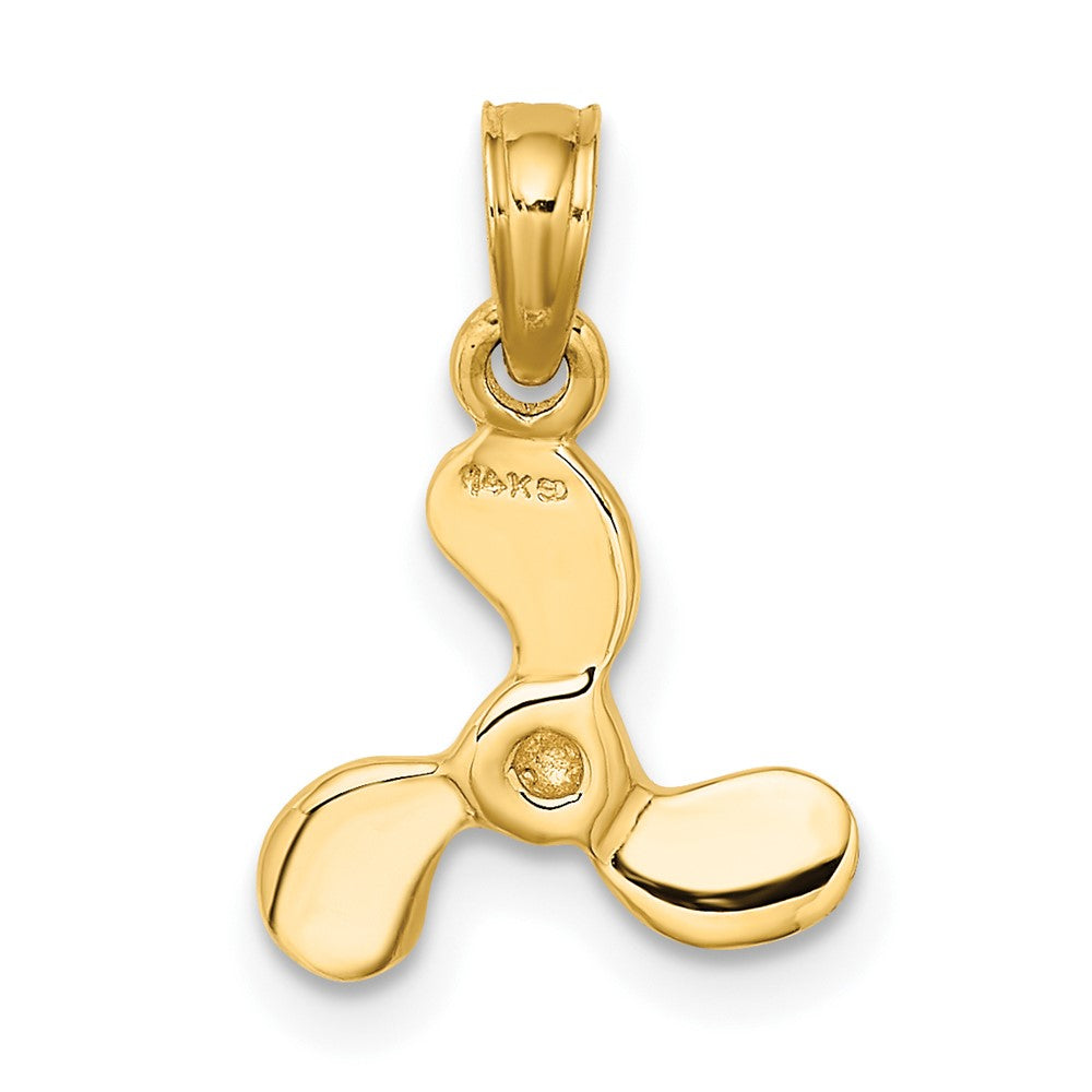 10k Yellow Gold 10.8 mm 3-D Polished Mini Three Blade Propeller Charm (0.73 grams)