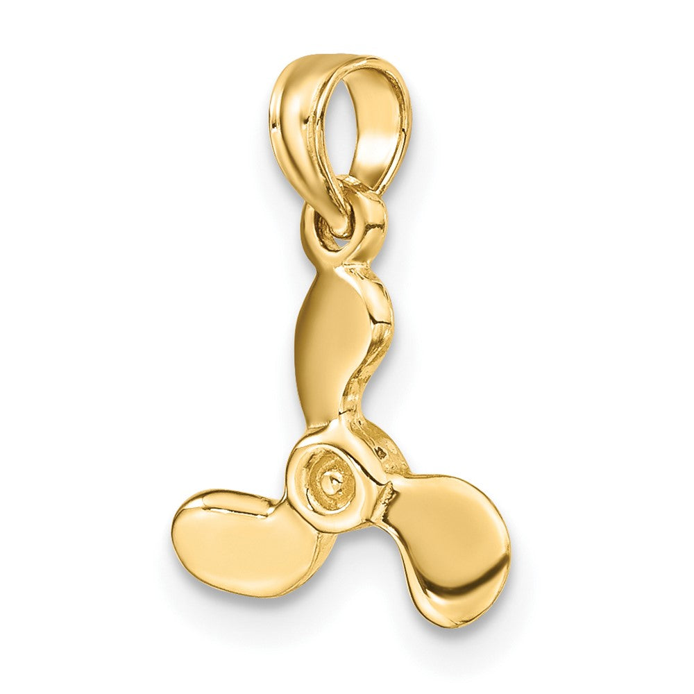 10k Yellow Gold 10.8 mm 3-D Polished Mini Three Blade Propeller Charm (0.73 grams)