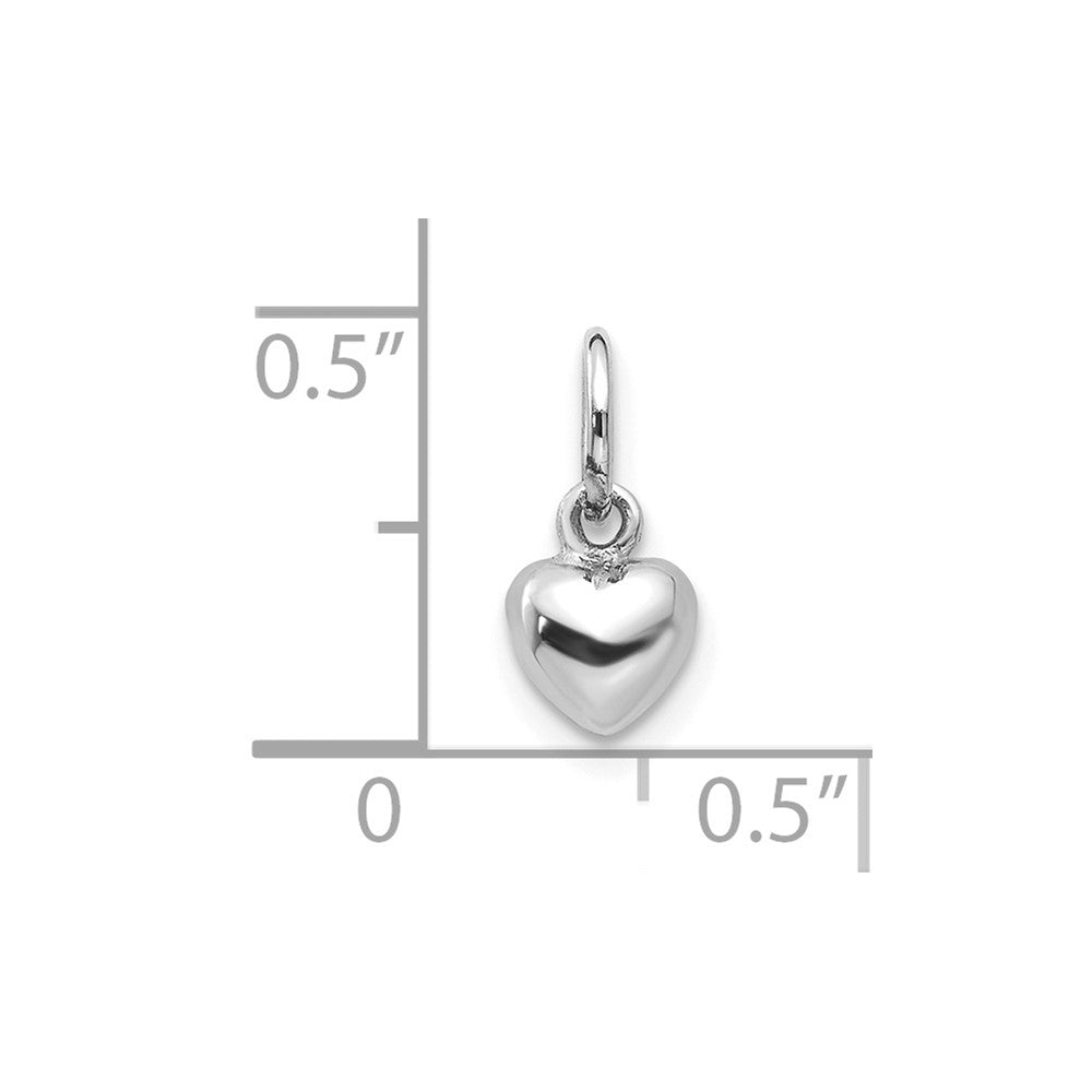 10k White Gold 5 mm Solid Polished Plain Puffed Heart Charm (0.71 grams)