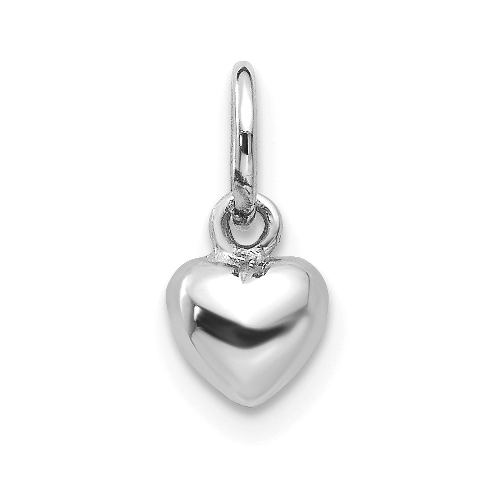 10k White Gold 5 mm Solid Polished Plain Puffed Heart Charm (0.71 grams)