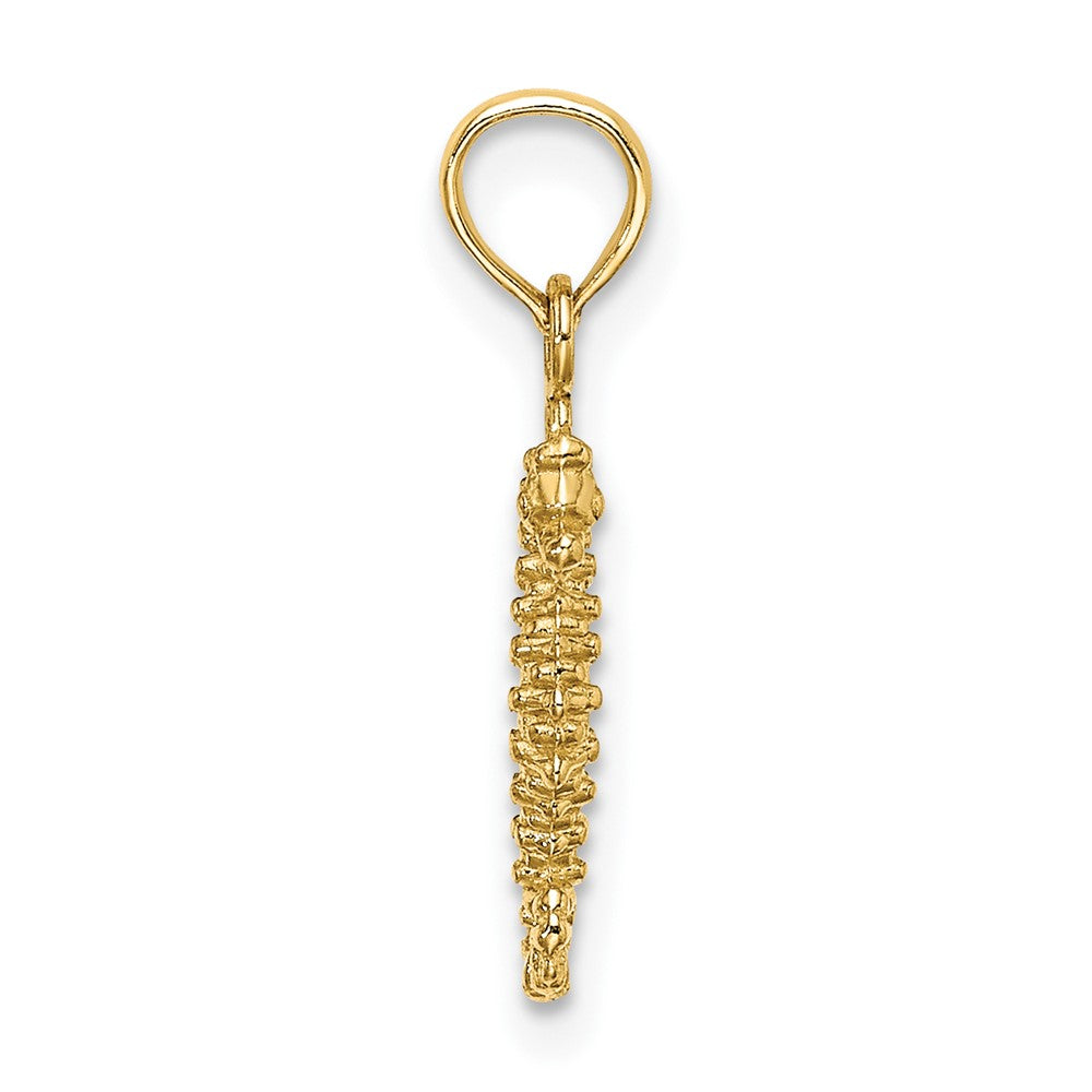 10k Yellow Gold 6.3 mm 3-D Mini Seahorse Charm (0.5 grams)