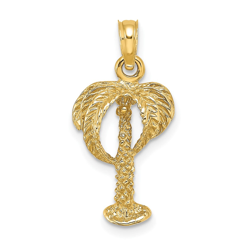 10k Yellow Gold 11.9 mm 2-D Palm Tree w/ Coconuts Charm (1.45 grams)