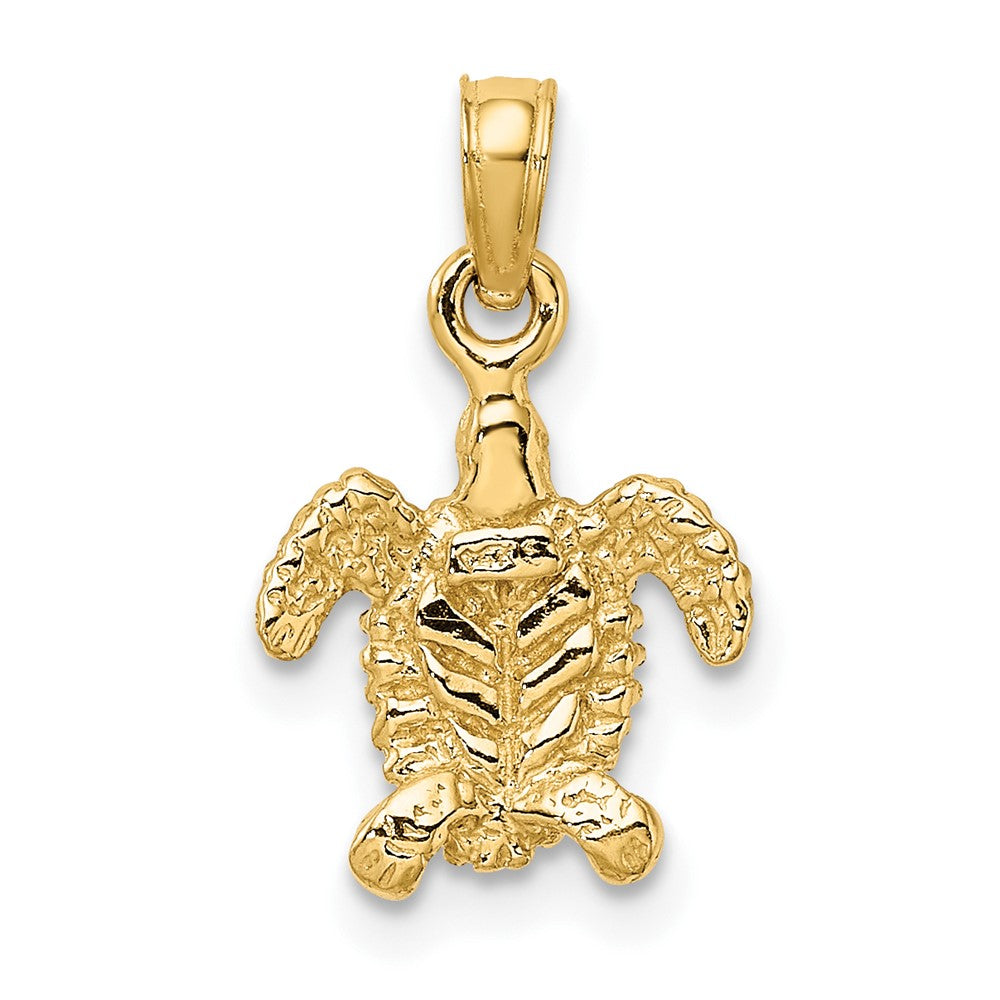 10k Yellow Gold 10.85 mm 3-D Mini Sea Turtle Charm (1.03 grams)