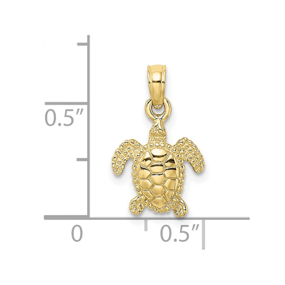 10k Yellow Gold 10.85 mm 3-D Mini Sea Turtle Charm (1.03 grams)