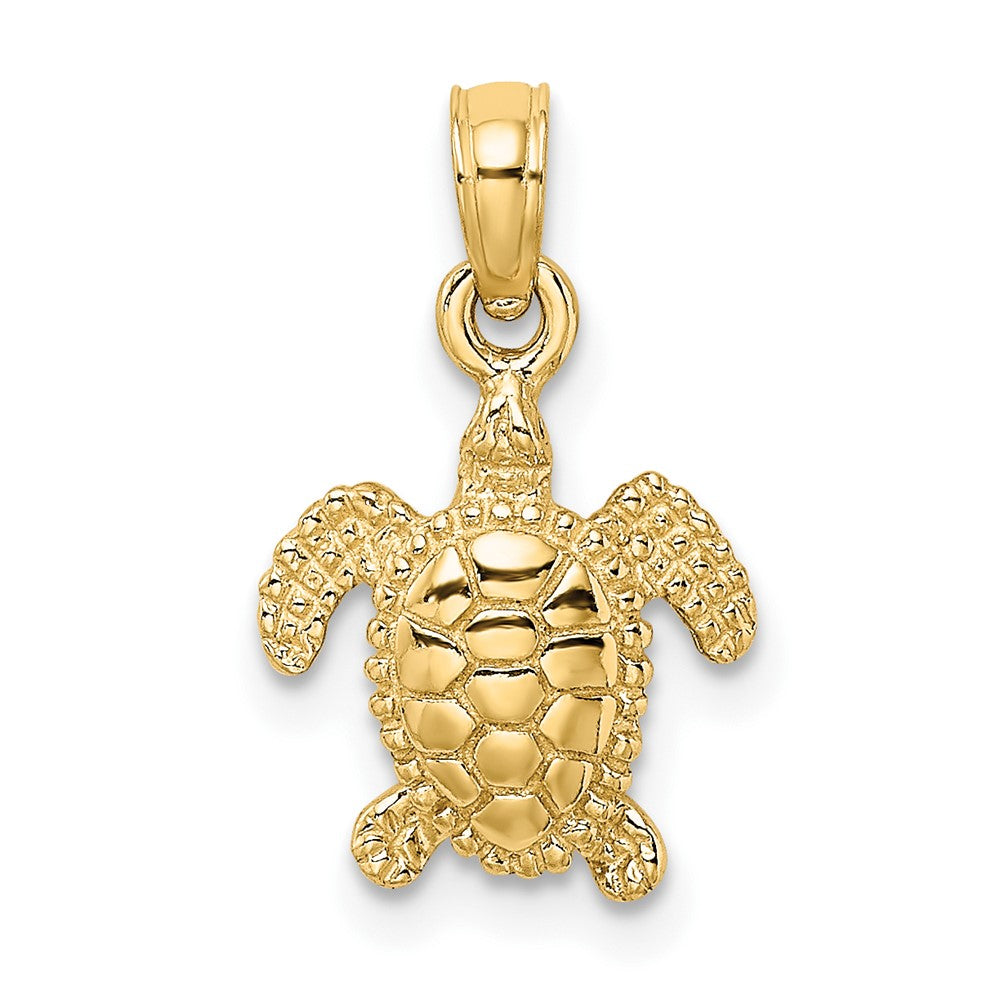 10k Yellow Gold 10.85 mm 3-D Mini Sea Turtle Charm (1.03 grams)