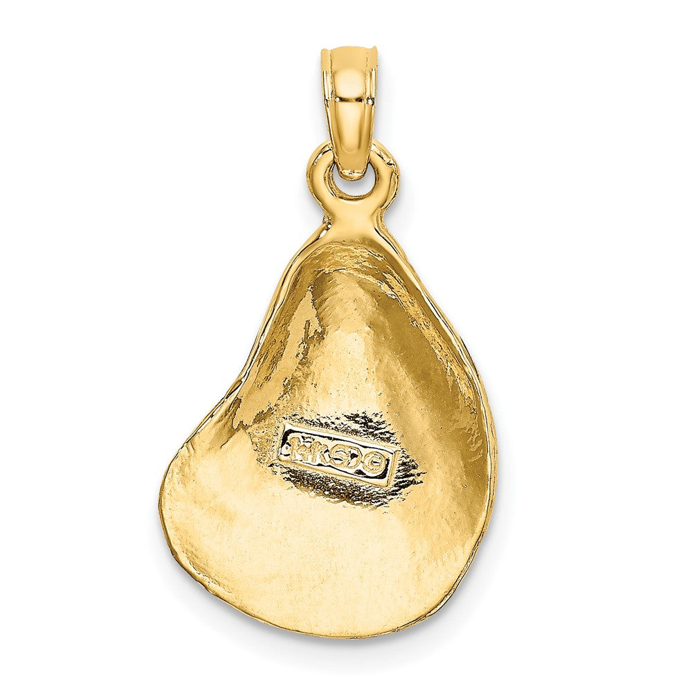 10k Yellow Gold 13 mm 2-D Textured / Polished Oyster Shell Charm (1.55 grams)