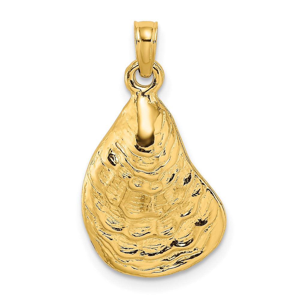 10k Yellow Gold 13 mm 2-D Textured / Polished Oyster Shell Charm (1.55 grams)