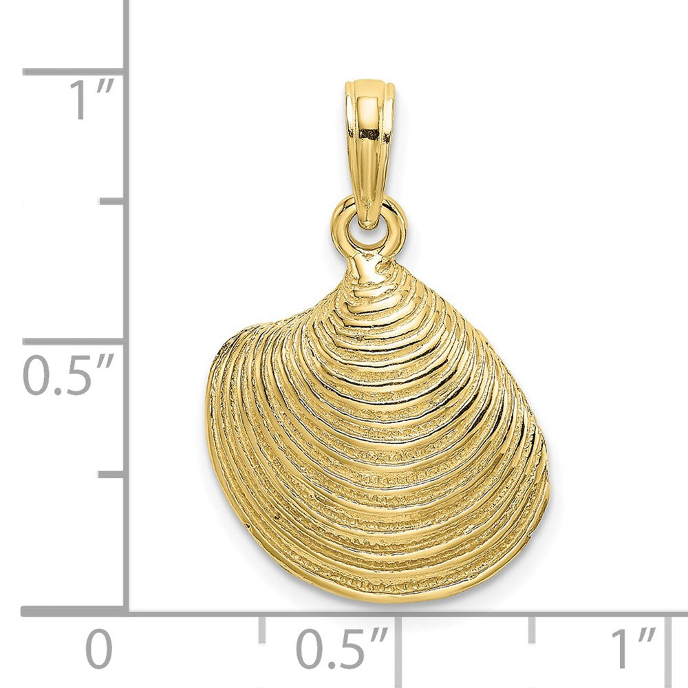 10k Yellow Gold 15.9 mm Textured 2-D Clam Shell Charm (1.99 grams)