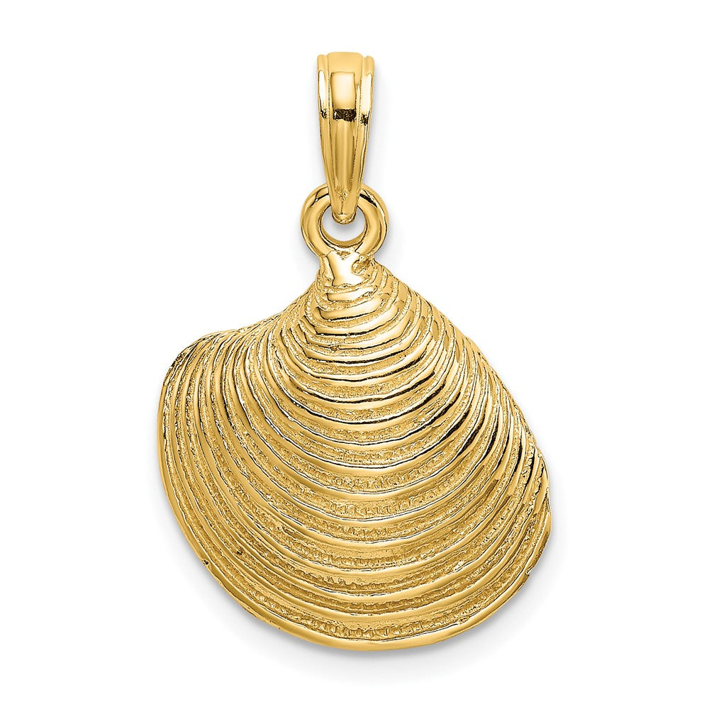 10k Yellow Gold 15.9 mm Textured 2-D Clam Shell Charm (1.99 grams)