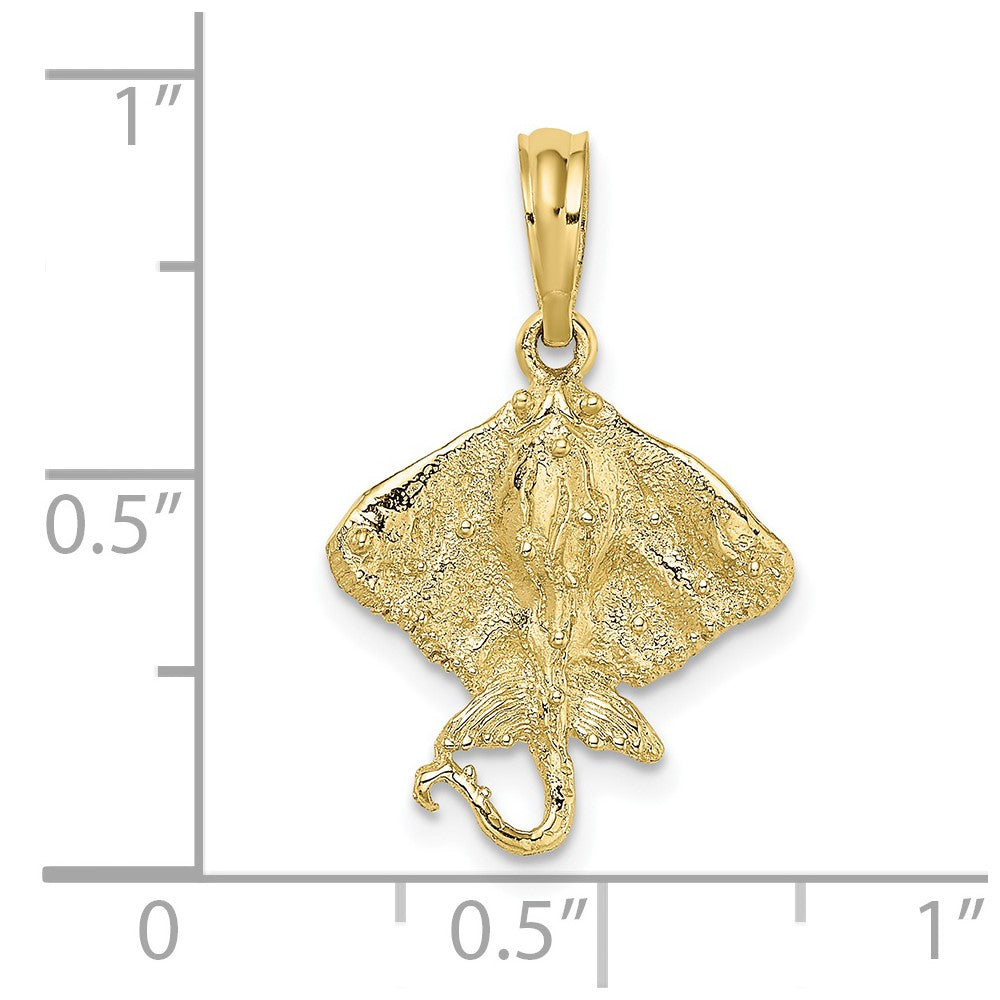 10k Yellow Gold 15.25 mm 2-D Stingray Charm (1.03 grams)