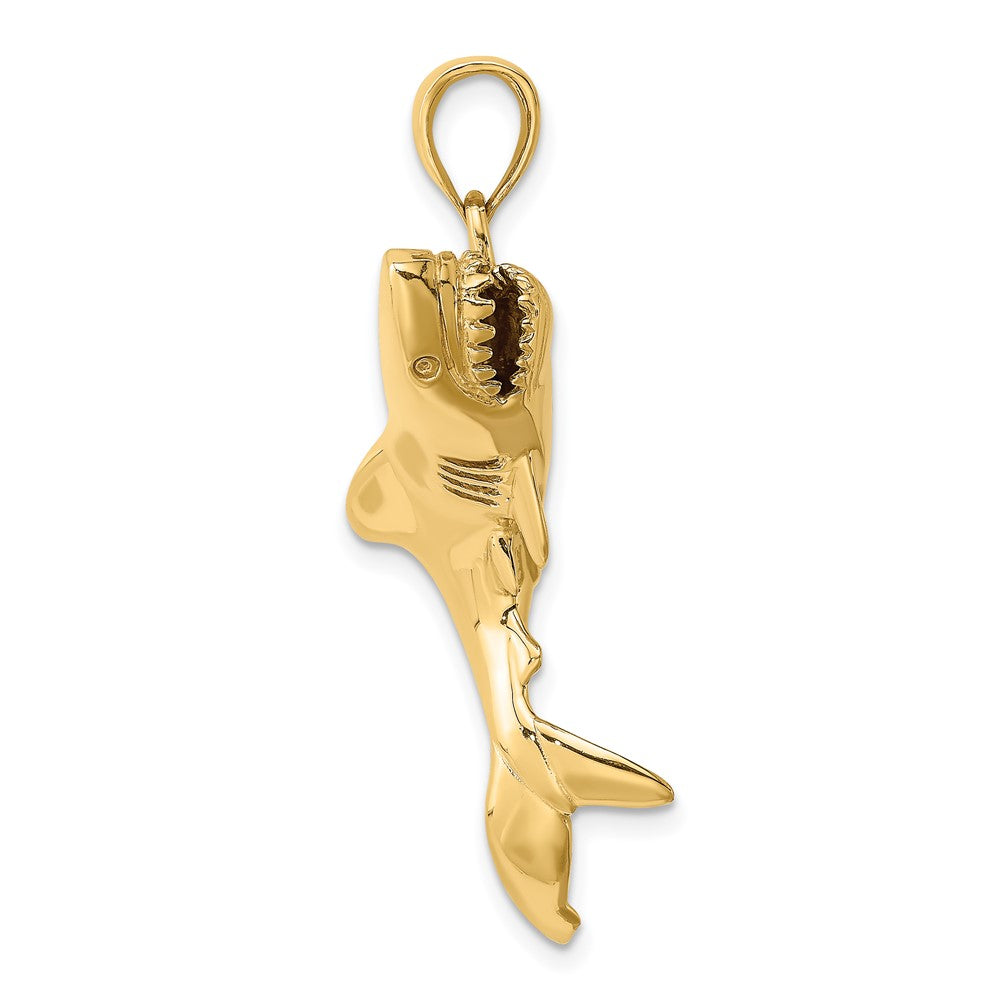 10k Yellow Gold 32.65 mm 3-D Polished Shark Charm (5.93 grams)