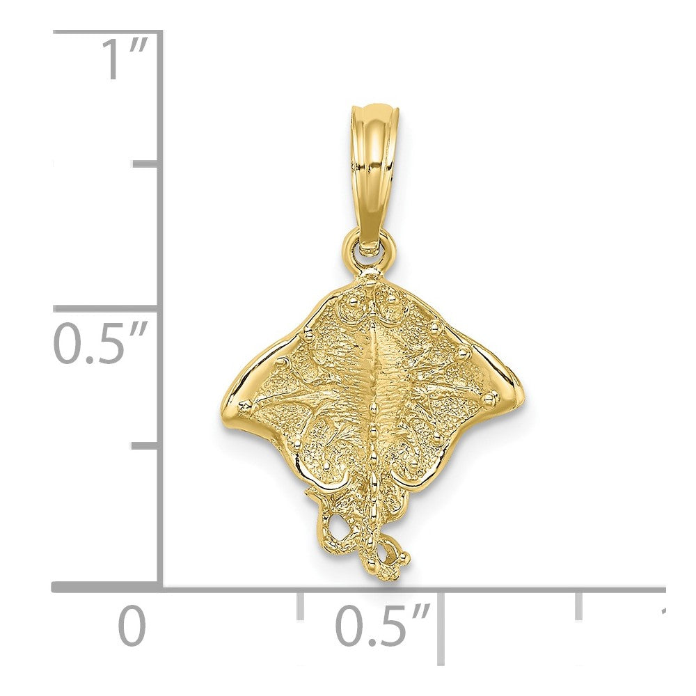 10k Yellow Gold 14.45 mm 2-D Stingray Charm (0.99 grams)