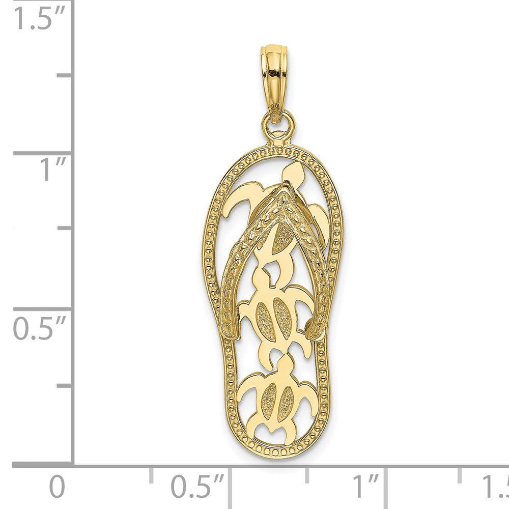 10k Yellow Gold 11.5 mm Triple Turtle Flip-Flop Charm (1.95 grams)