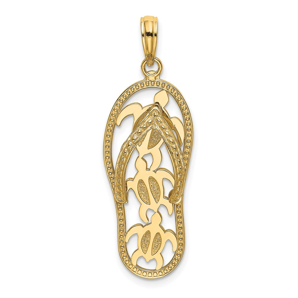 10k Yellow Gold 11.5 mm Triple Turtle Flip-Flop Charm (1.95 grams)