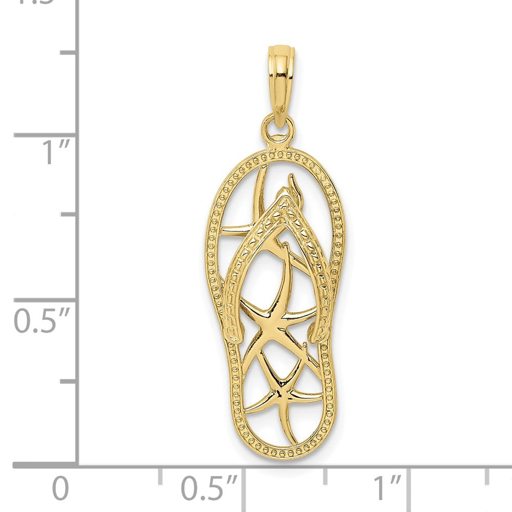 10k Yellow Gold 11.4 mm Multi Starfish Flip-Flop Charm (1.45 grams)