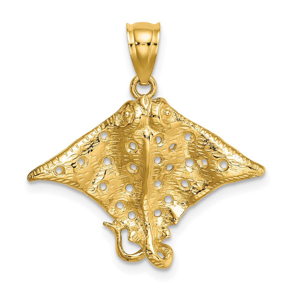 10k Yellow Gold 25.65 mm 2-D Spotted Eagle Ray w/ Holes Charm (1.71 grams)