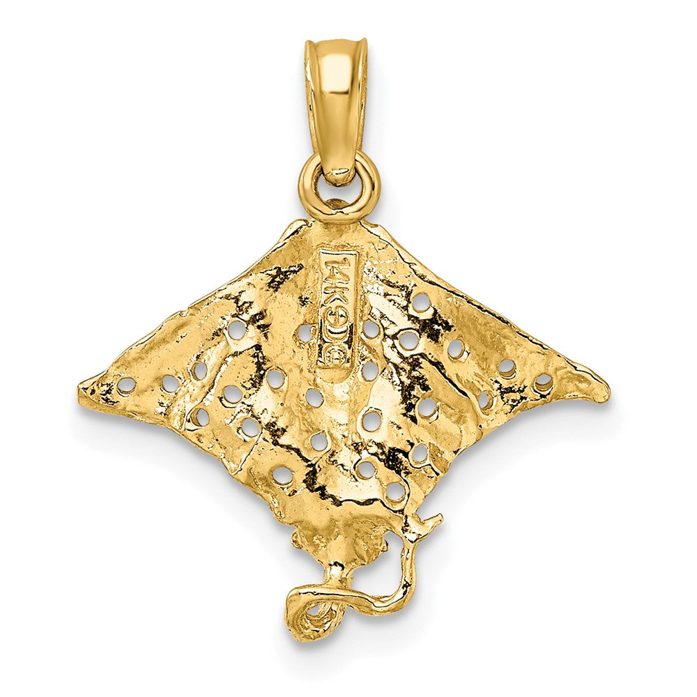 10k Yellow Gold 18.25 mm 2-D Spotted Eagle Ray w/ Holes Charm (0.83 grams)