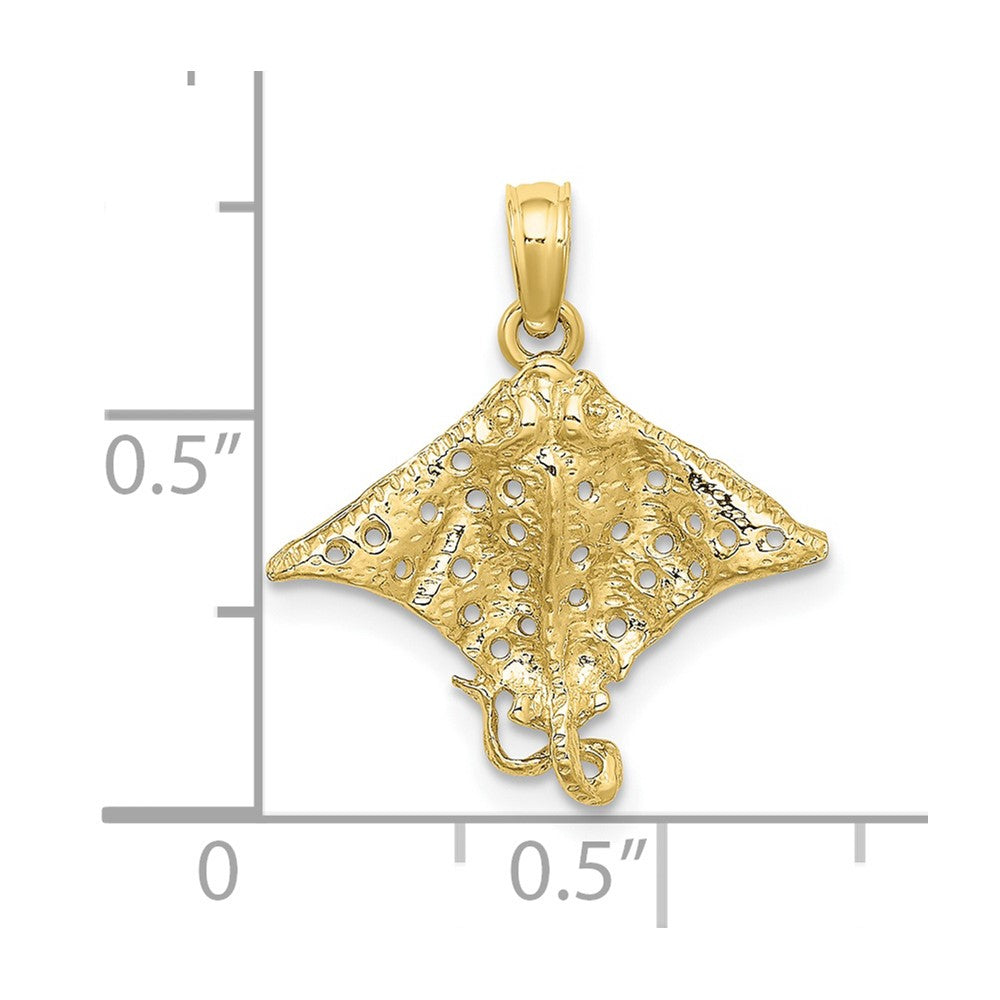 10k Yellow Gold 18.25 mm 2-D Spotted Eagle Ray w/ Holes Charm (0.83 grams)